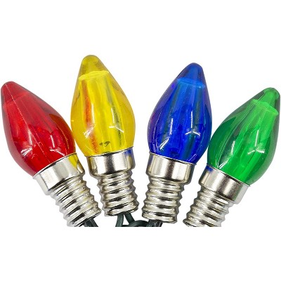 Productworks Brilliant 25 Count Multi C9 Cap Cool White Led Bulb Green Cord End Connect String Lights : Target